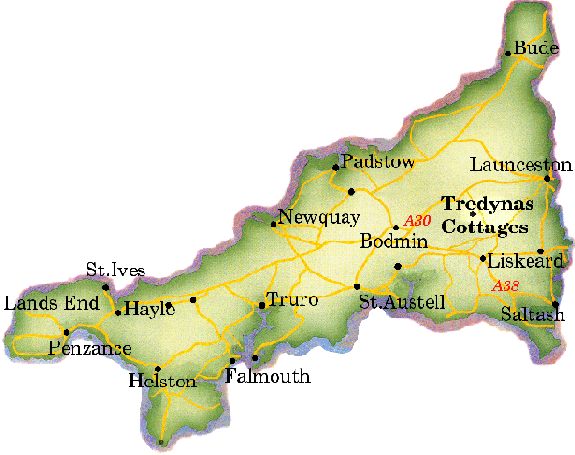 cornwall cottage map